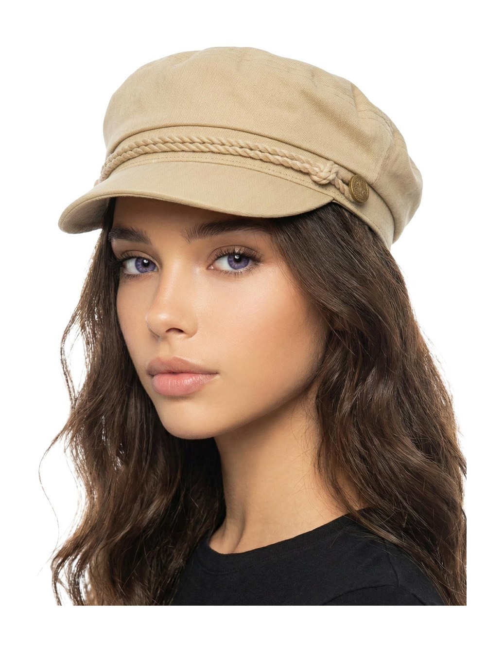 Greek Fisherman Newsboy Cap, Cotton Captains Bakerboy Hat | Khaki | Size OS